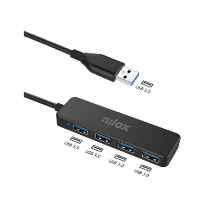 Hub NILOX USB-A 3.0 a 4xUSB-A 3.0 Negro (NXHUB402)