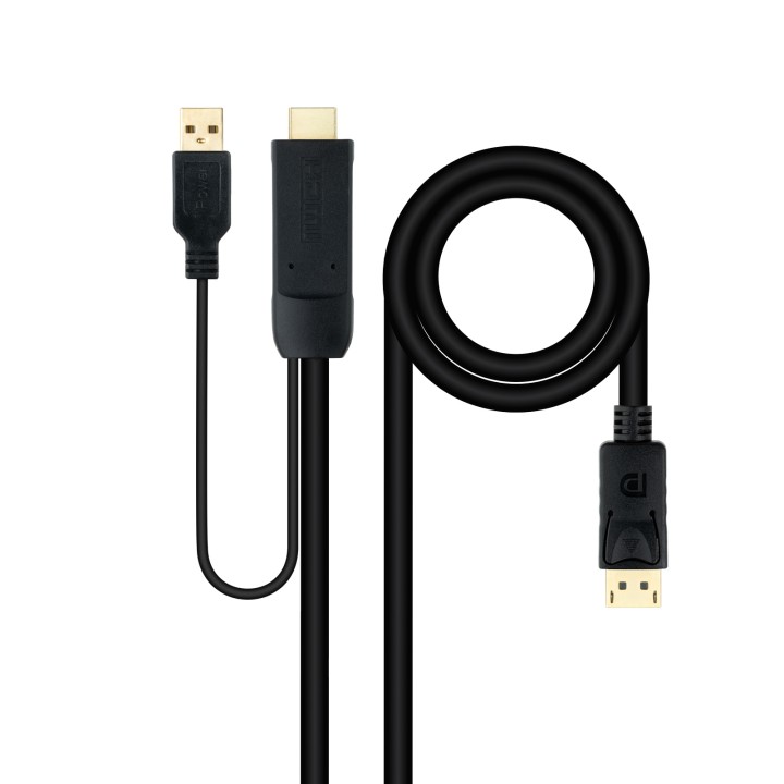Nanocable USB-A/HDMI/M a DP/M 1.8m Negro (10.15.4352)