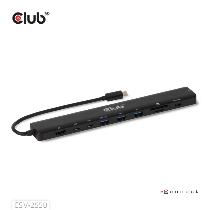 Docking Station Club 3D USB-C 10en1 10Gbs 140W CSV-2550