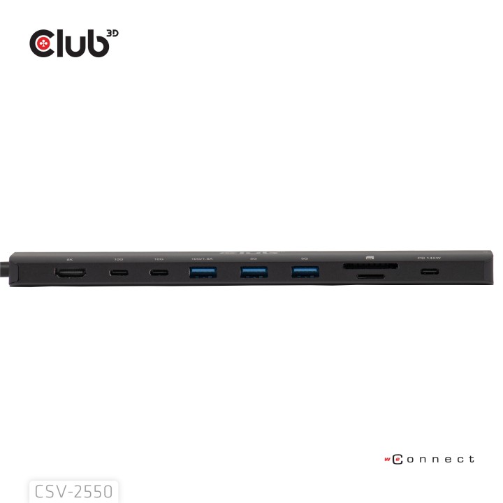 Docking Station Club 3D USB-C 10en1 10Gbs 140W CSV-2550