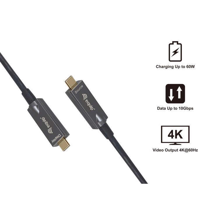 Cable EQUIP USB-C/M 4K 60W 10m Negro (119462)