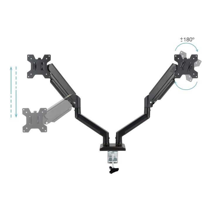 Soporte Mesa TooQ 13"-34" 2 Brazos Negro (DB1434TNR-B)