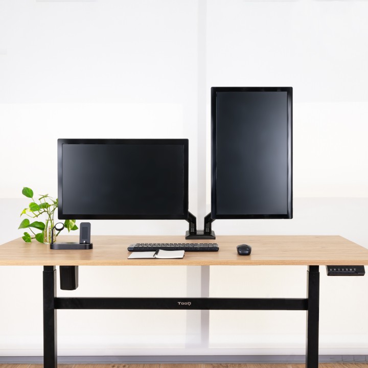 Soporte Mesa TooQ 13"-34" 2 Brazos Negro (DB1434TNR-B)
