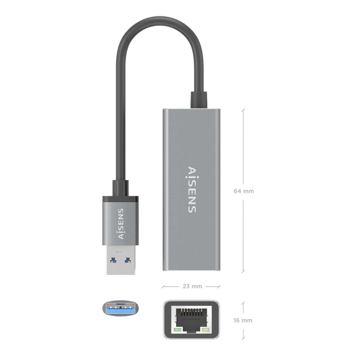 Adaptador AISENS USB 3.0 a RJ45 GbE Gris (A106-0897)