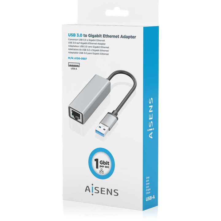 Adaptador AISENS USB 3.0 a RJ45 GbE Gris (A106-0897)