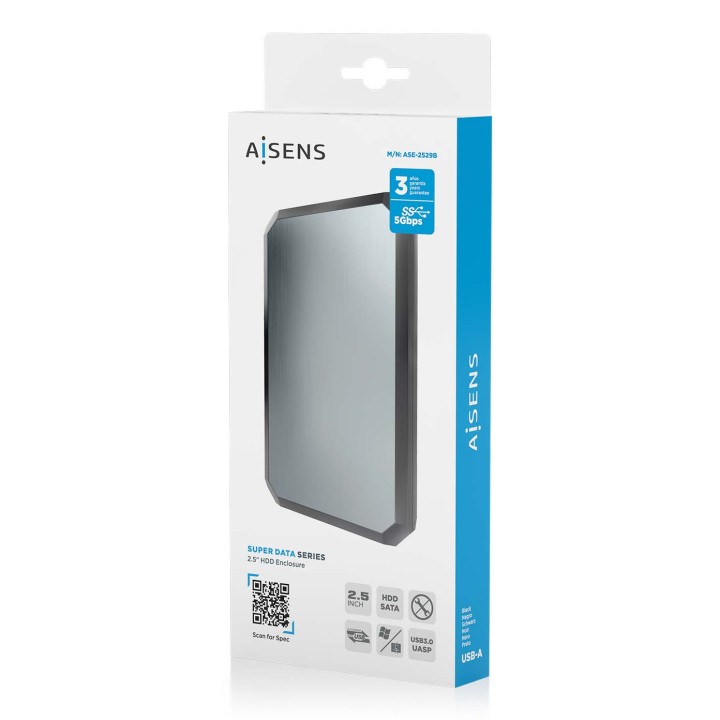Caja AISENS HDD/SSD 2.5" mUSB USB Negra/Gris(ASE-2529B)