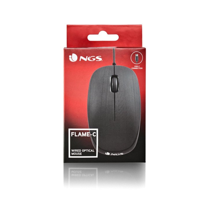 Ratón NGS Óptico USB-C 1000dpi Negro (FLAME-C)