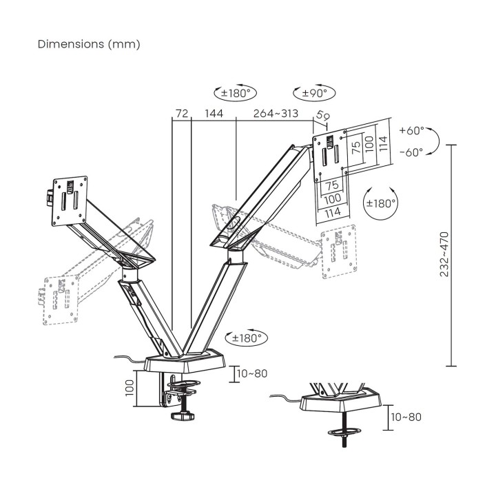Soporte Mesa AISENS 17"-38" 2 Brazos (DT38TSRRGB-349)