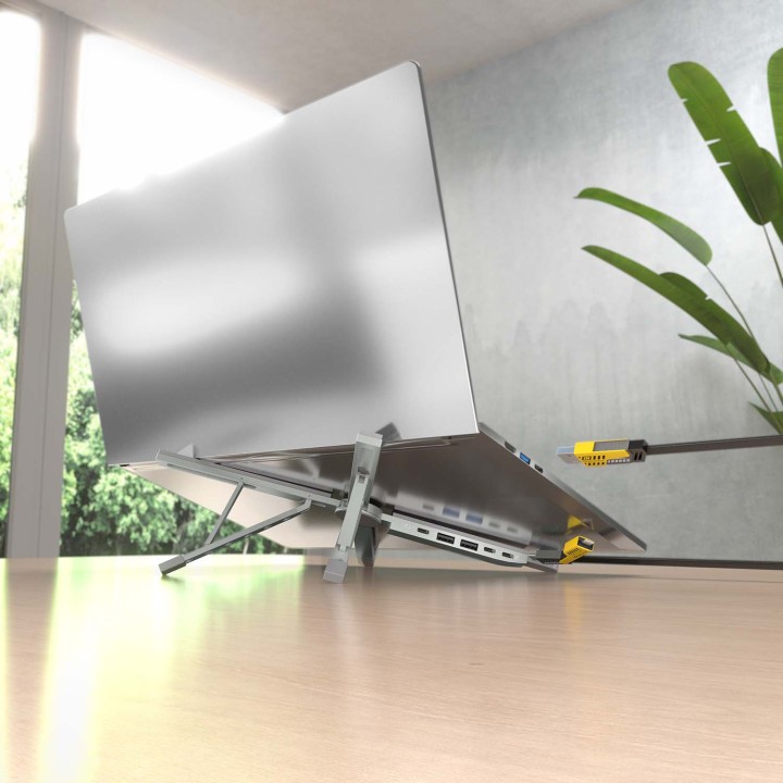 Soporte Mesa AISENS + Docking 4en1 Gris (ASUC-4P021-GR)