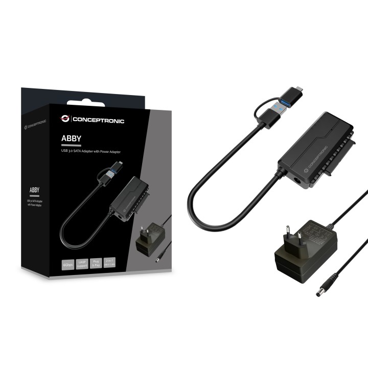 Adaptador CONCEPTRONIC USB-A/M a SATA/H Negro (ABBY21B)