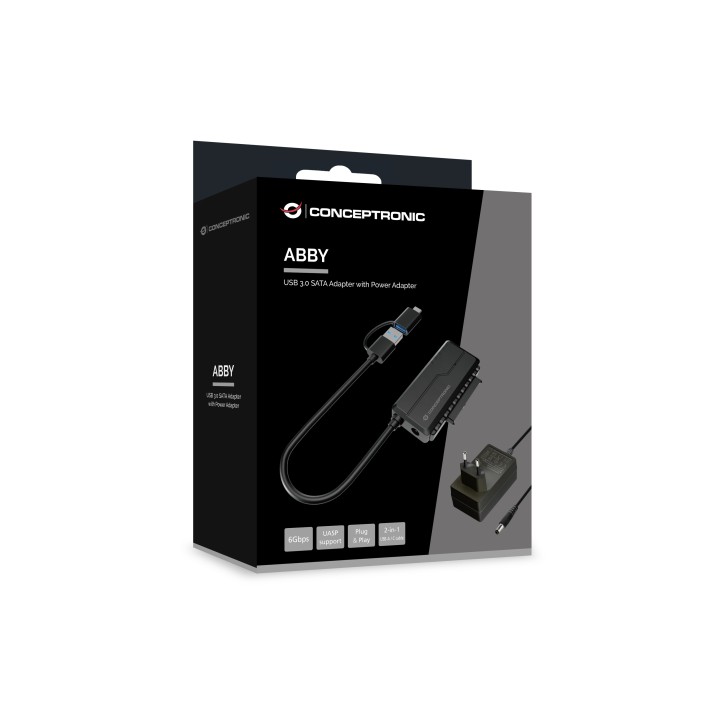 Adaptador CONCEPTRONIC USB-A/M a SATA/H Negro (ABBY21B)