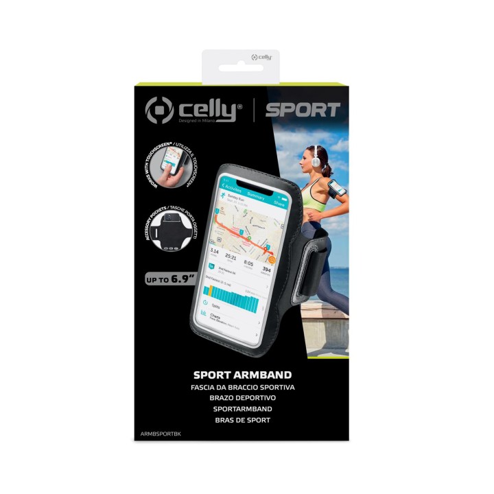 Brazalete CELLY hasta 6.9" Neopreno Negro (ARMBSPORTBK)