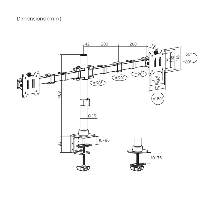Soporte Mesa AISENS 2Brazos 17"-35" (DT35TSR-359)