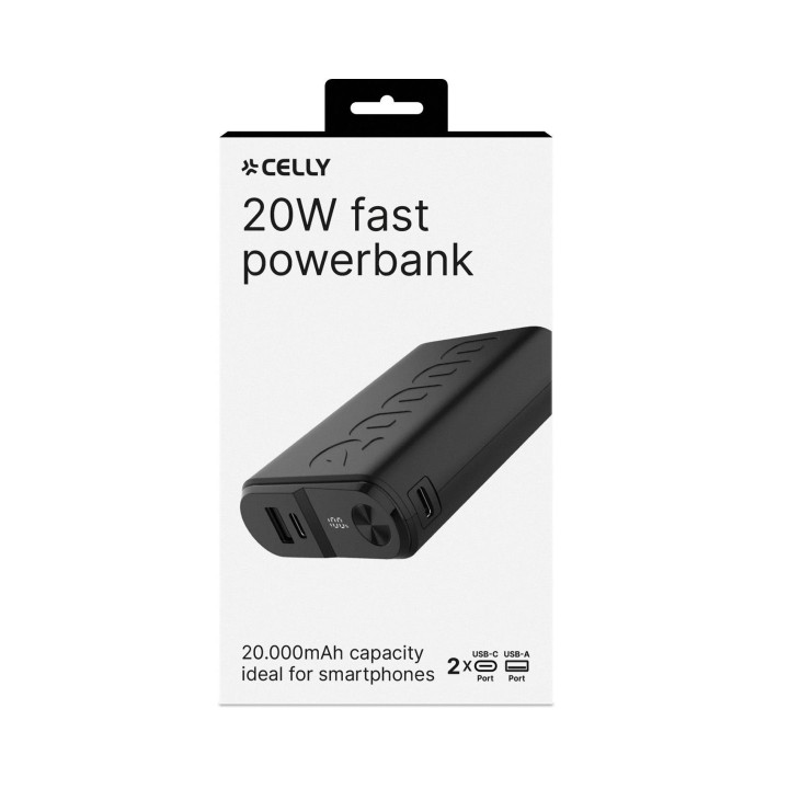 PowerBank CELLY 20000mAh USB-A/C Negro (PBUP20000BK)
