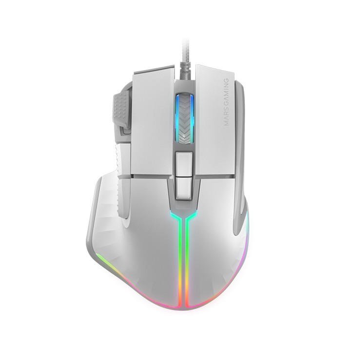 Ratón Mars Gaming Óptico RGB USB 12800dpi Blanco(MMXTW)