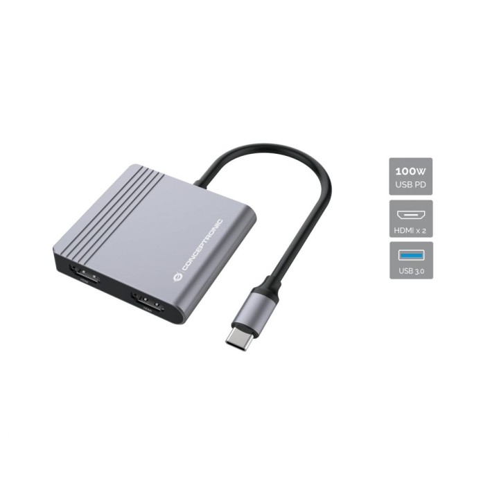 Adaptador CONCEPTRONIC 4en1 USB-C 3.0 Gris (DONN13G)
