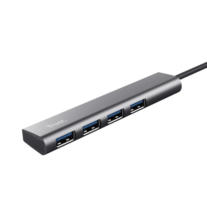 Hub Trust Halyx USB-A a 4xUSB-C 3.0 Gris/Negro (24948)