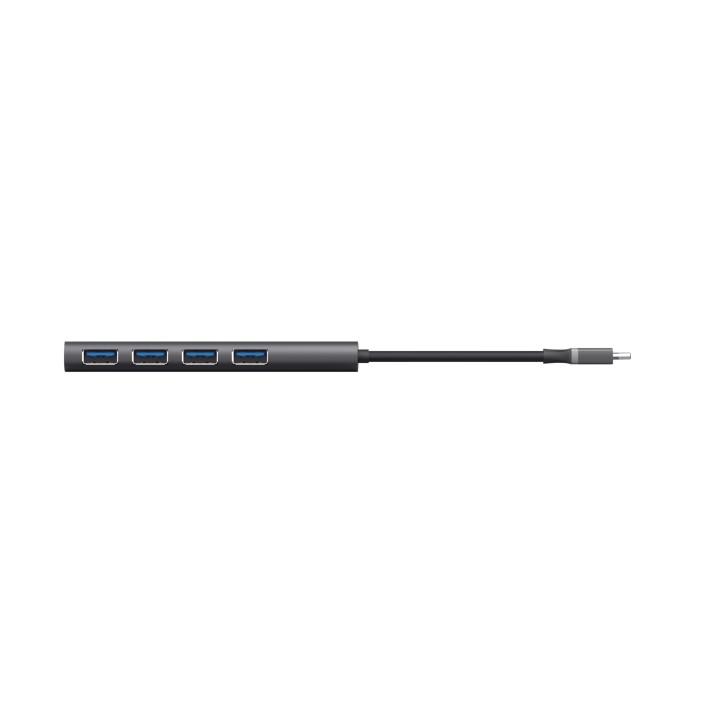 Hub Trust Halyx USB-A a 4xUSB-C 3.0 Gris/Negro (24948)