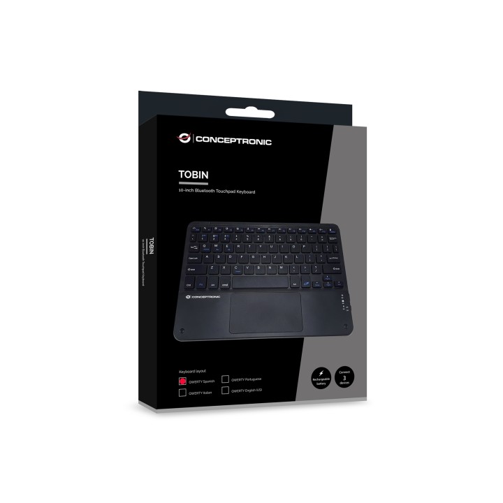 Teclado Mini CONCEPTRONIC 10" BT Negro (TOBIN01BES)