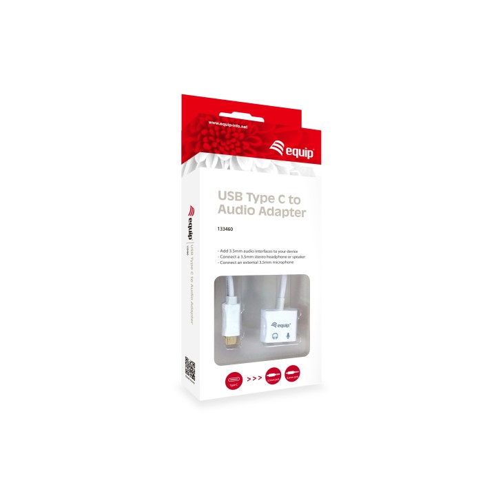 Adaptador EQUIP USB-C/M a 3.5mm/H 15cm Blanco (133460)