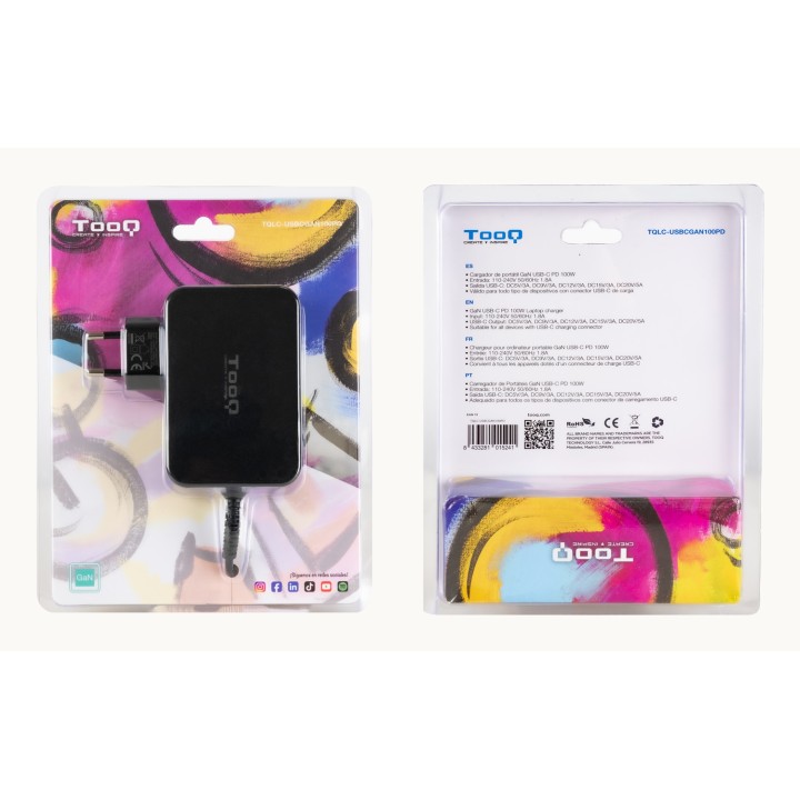 Cargador TooQ USB-C 100W Negro (TQLC-USBCGAN100PD)