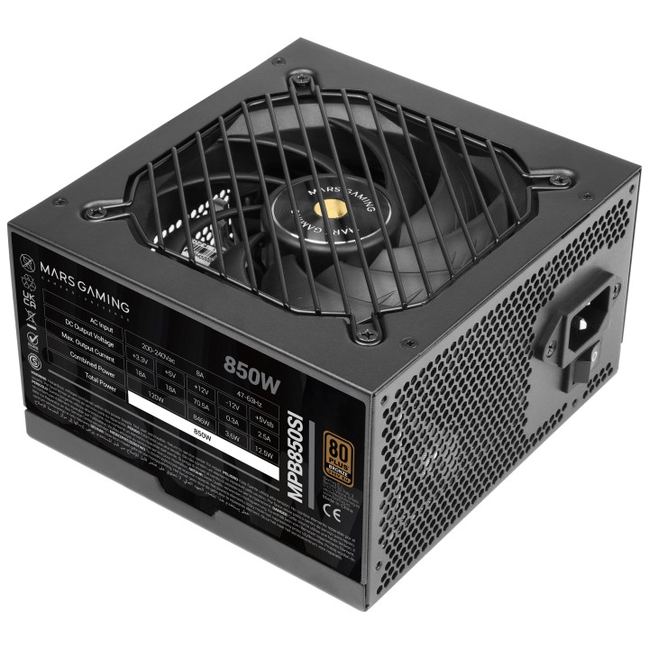 Fuente Mars Gaming 850W ATX 80+ Bronze Negra (MPB850SI)