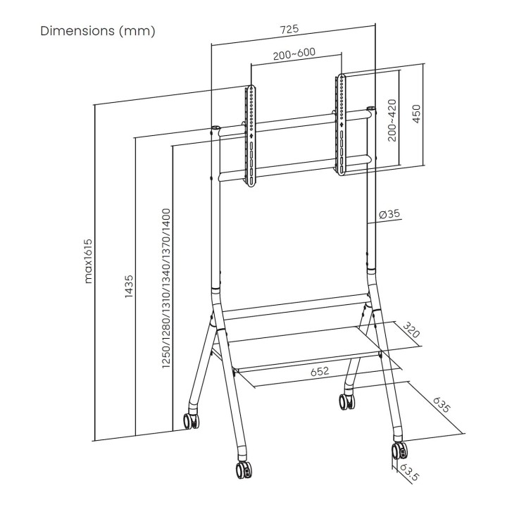 Soporte de Suelo AISENS 37"-86" con Ruedas (FT86FE-329)