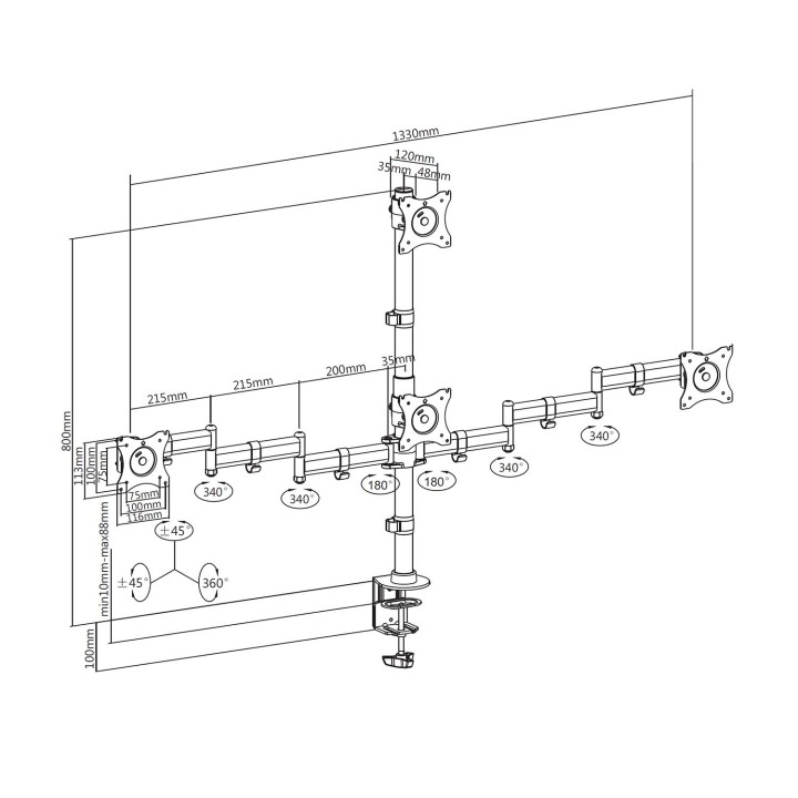 Soporte AISENS 4 Monitores 13"-27" Negro (DT27TSR-379)