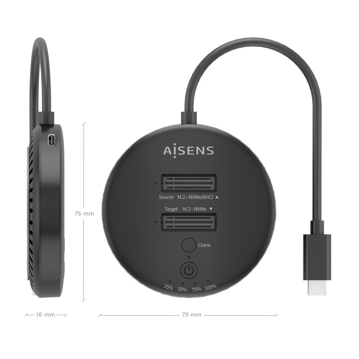 Docking AISENS USB-C a 2xSSD M.2 NVMe (ASDS-2M2N05-BK)