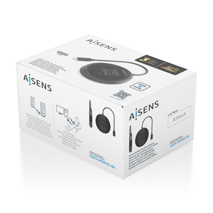 Docking AISENS USB-C a 2xSSD M.2 NVMe (ASDS-2M2N05-BK)