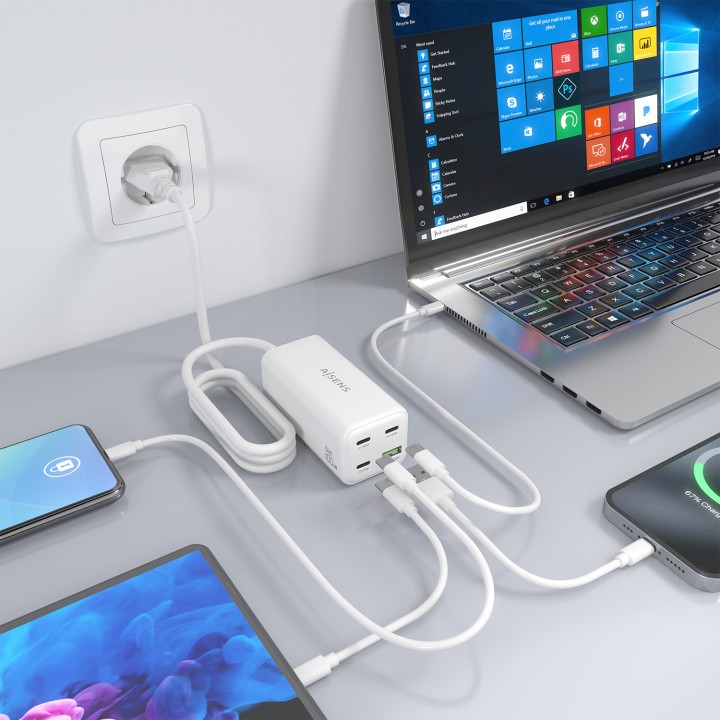 Cargador AISENS 100W 1xUSB-A 3xUSB-C (ASCH-100W4P053-W)