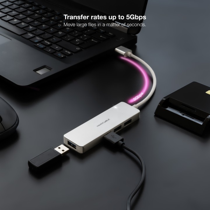 Hub Nanocable USB-A 3.0 a 4xUSB-A 3.0 Gris (10.16.4602)