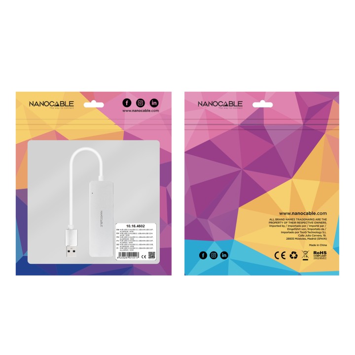 Hub Nanocable USB-A 3.0 a 4xUSB-A 3.0 Gris (10.16.4602)