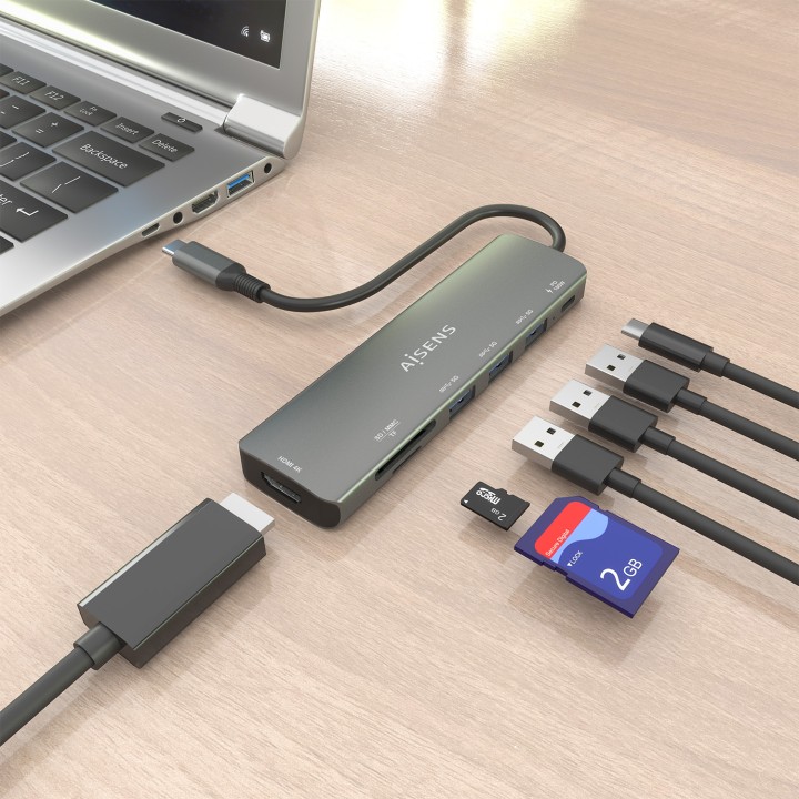 Docking AISENS 7en1 USB-C Gris (ASUC-7P025-GR)