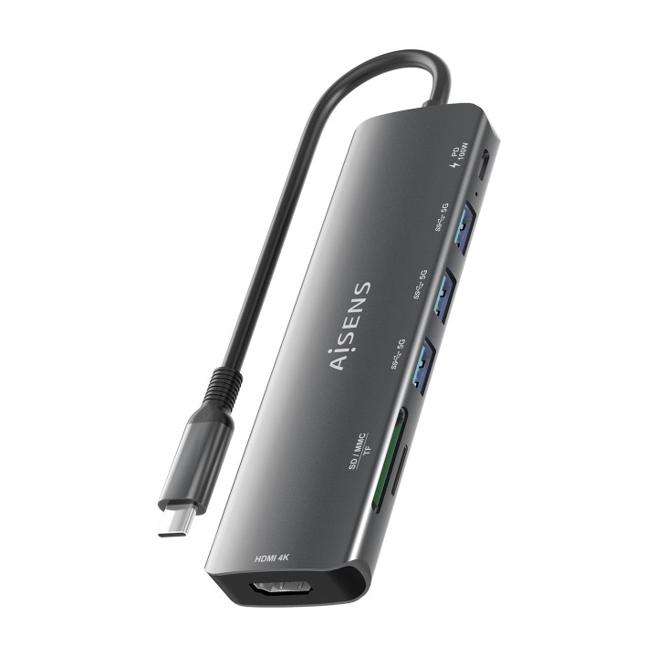 Docking AISENS 7en1 USB-C Gris (ASUC-7P025-GR)