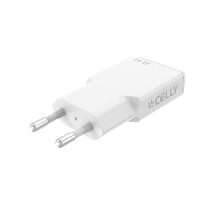 Cargador Pared CELLY 25W 1xUSB-C Blanco (SLIMTC1C25WWH)