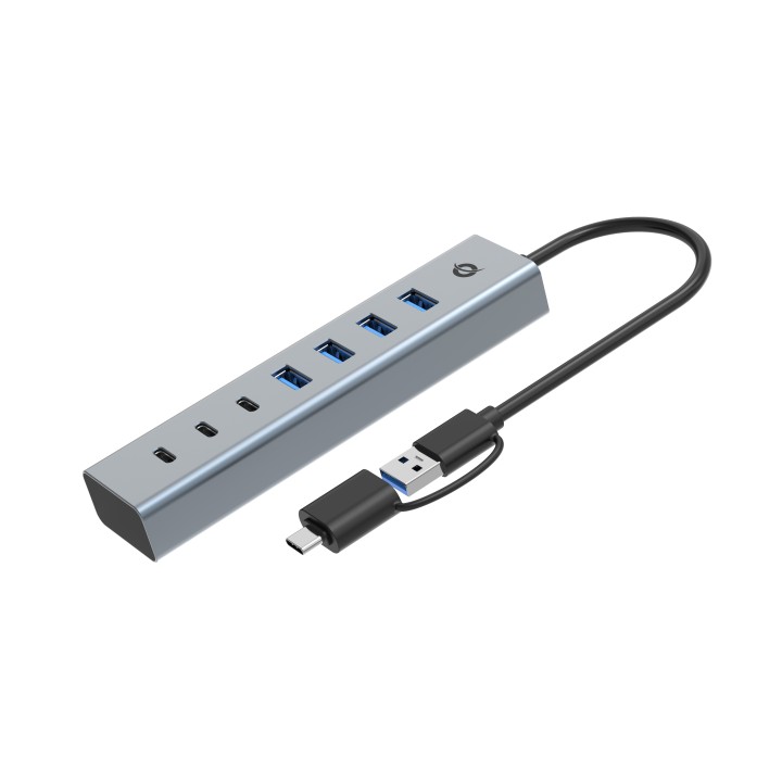 Hub CONCEPTRONIC USB-C a 7xUSB-A/C Gris (HUBBIES20GP)