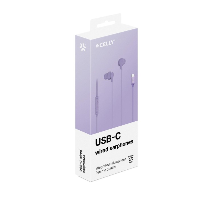 Auriculares CELLY Earphones USB-C Morado(UP1600TYPECVL)