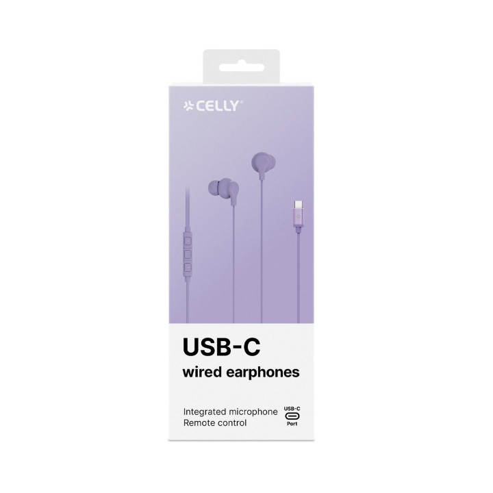 Auriculares CELLY Earphones USB-C Morado(UP1600TYPECVL)