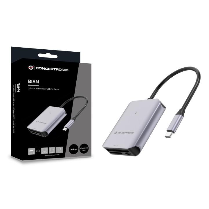 Lector Tarjetas CONCEPTRONIC USB-C 3.1 Gris (BIAN09G)