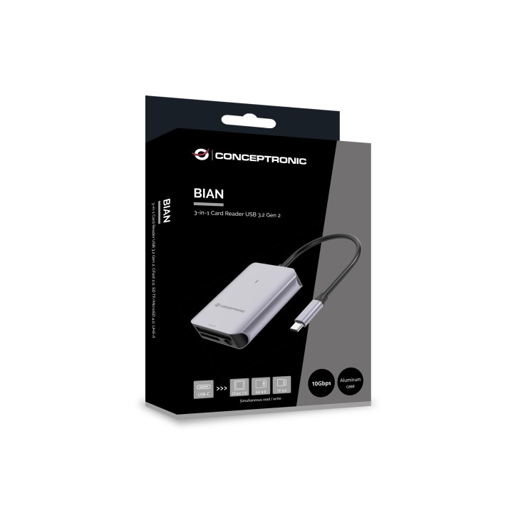 Lector Tarjetas CONCEPTRONIC USB-C 3.1 Gris (BIAN09G)