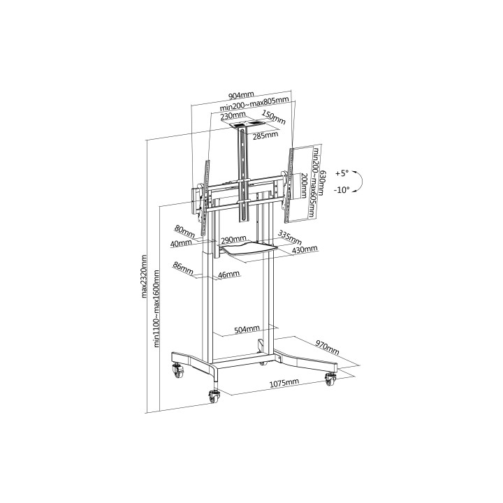Soporte Suelo EQUIP Motorizado 55"-100" Negro (650633)