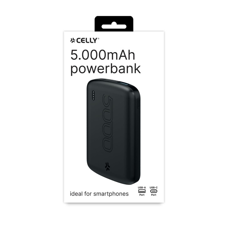 PowerBank CELLY 5000mAh USB-A/C Negro (PBE5000EVOBK)