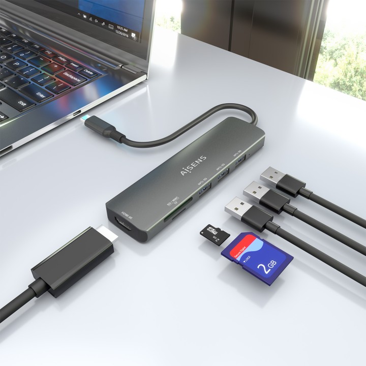 Docking AISENS 6en1 USB-C Gris (ASUC-6P024-GR)