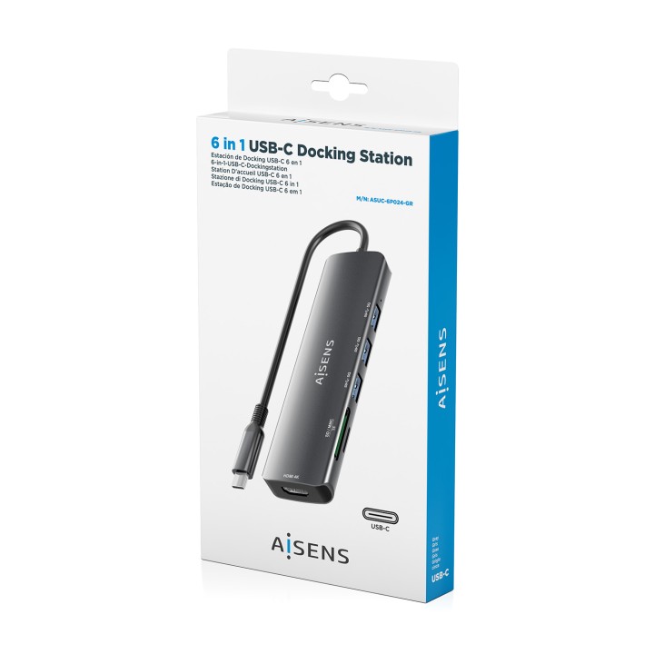 Docking AISENS 6en1 USB-C Gris (ASUC-6P024-GR)