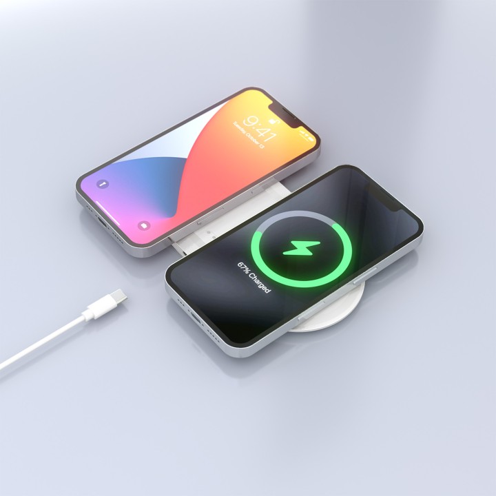 Estación Carga AISENS Qi 2en1 USB-C (ASCH-15W2WC059-W)