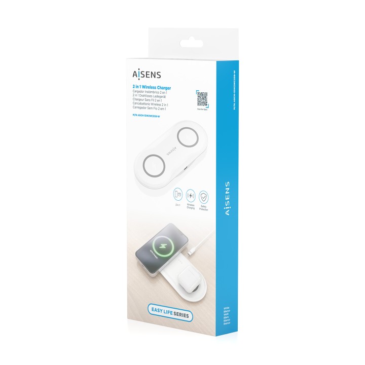 Estación Carga AISENS Qi 2en1 USB-C (ASCH-15W2WC059-W)