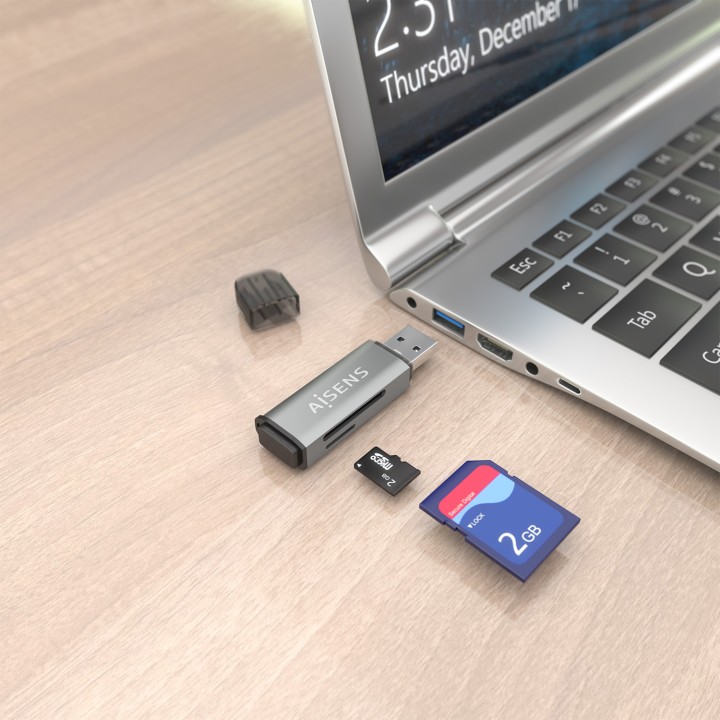 Lector Tarjetas AISENS USB-A 3.0 Gris (ASCR-2A09-GR)