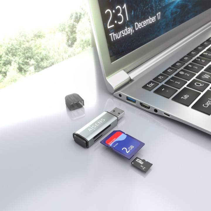 Lector Tarjetas AISENS USB-A 3.0 Gris (ASCR-2A09-GR)