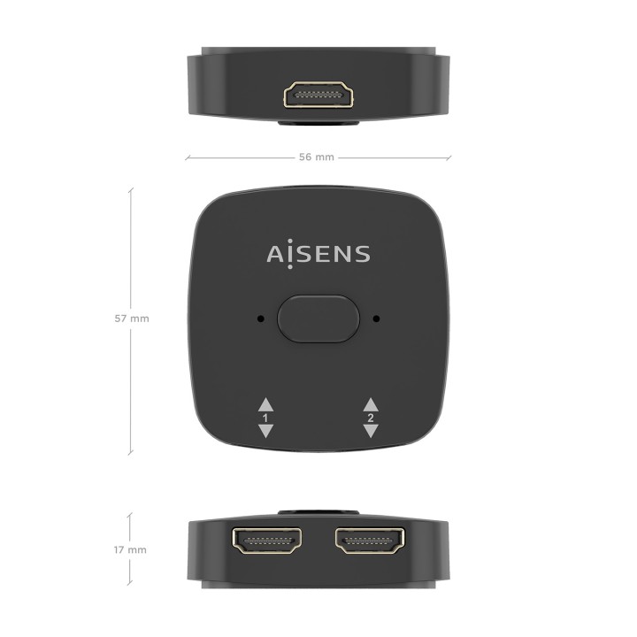 Conmutador AISENS 4K/60Hz 2xHDMI Negro (A123-0948)
